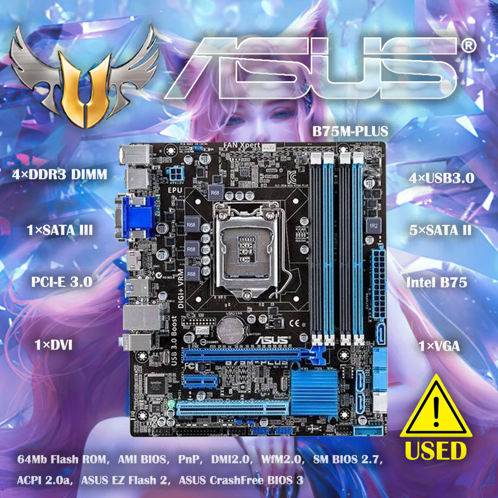 X870E Atx Motherboard - Bali B75M-PLUS Original Bureau Carte Mère