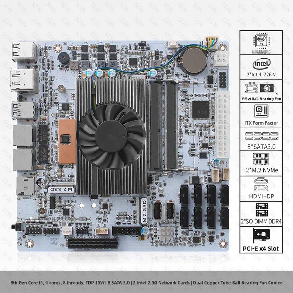 Carte mère NAS I5-8265U ES 8 S - Mini Itx Dual 2.5G Nas Motherboard avis et prix