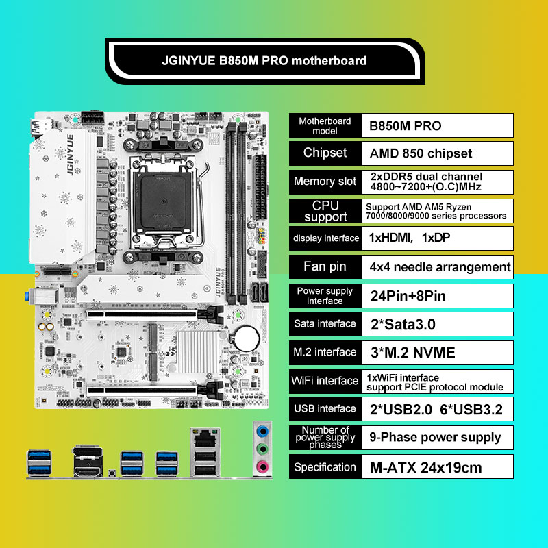 Carte mère JGINYUE B850M PRO A - Am5 Micro Atx Pcie 5.0 Motherboard avis et prix