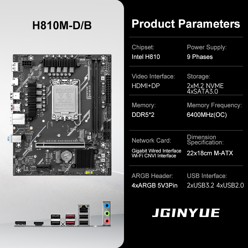Carte mère de jeu JGINYUE H810 - Lga1851 Gaming Motherboard avis et prix